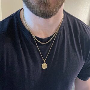 2 necklace set men’s chains pendant gold